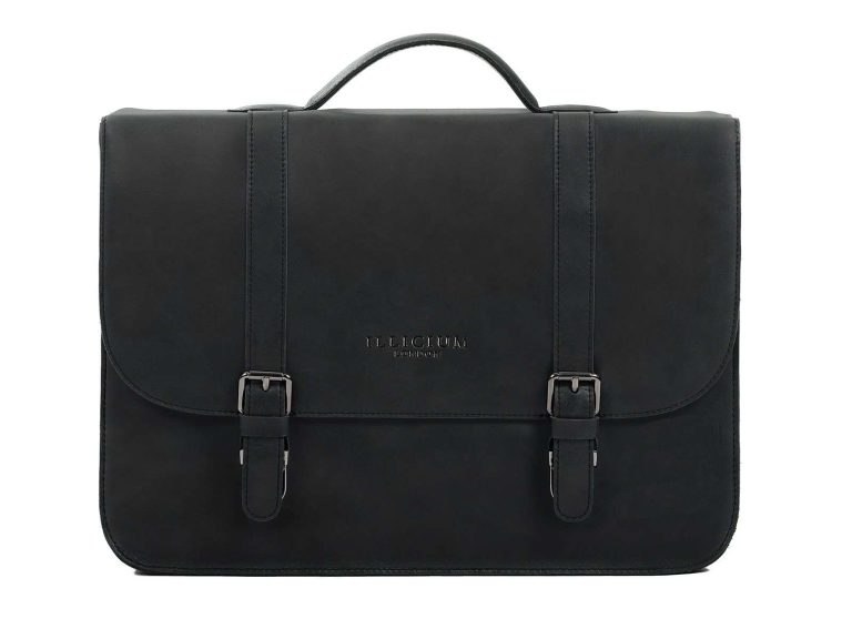 kingshood black leather messenger bag