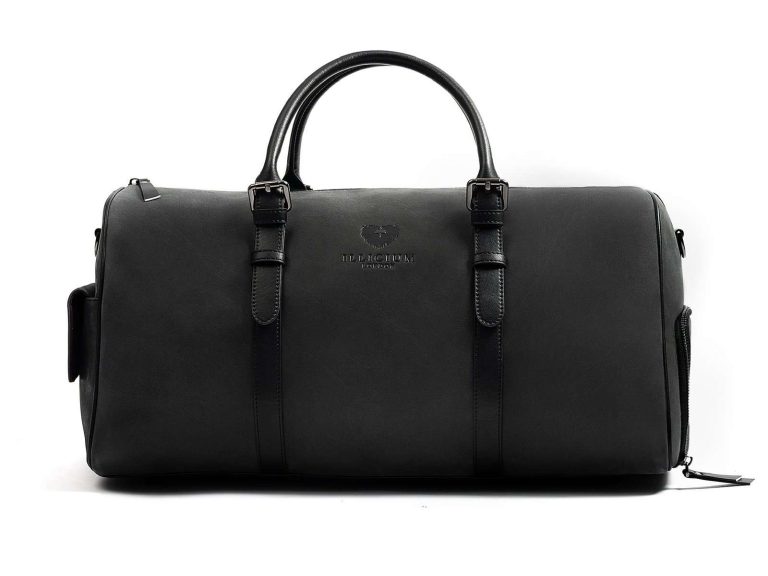 kingshood black leather duffle bag