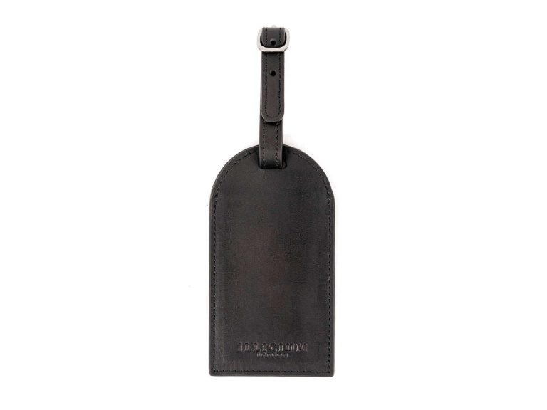 Black leather luggage tag