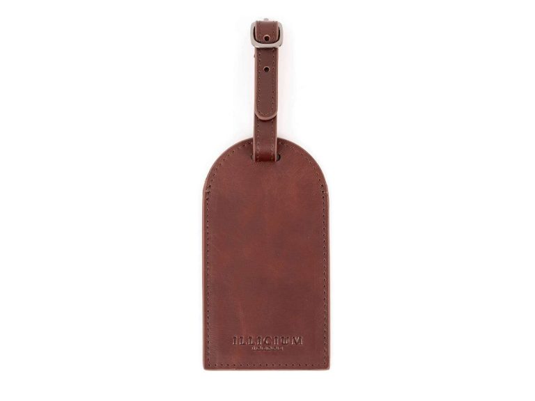 brown leather luggage tag
