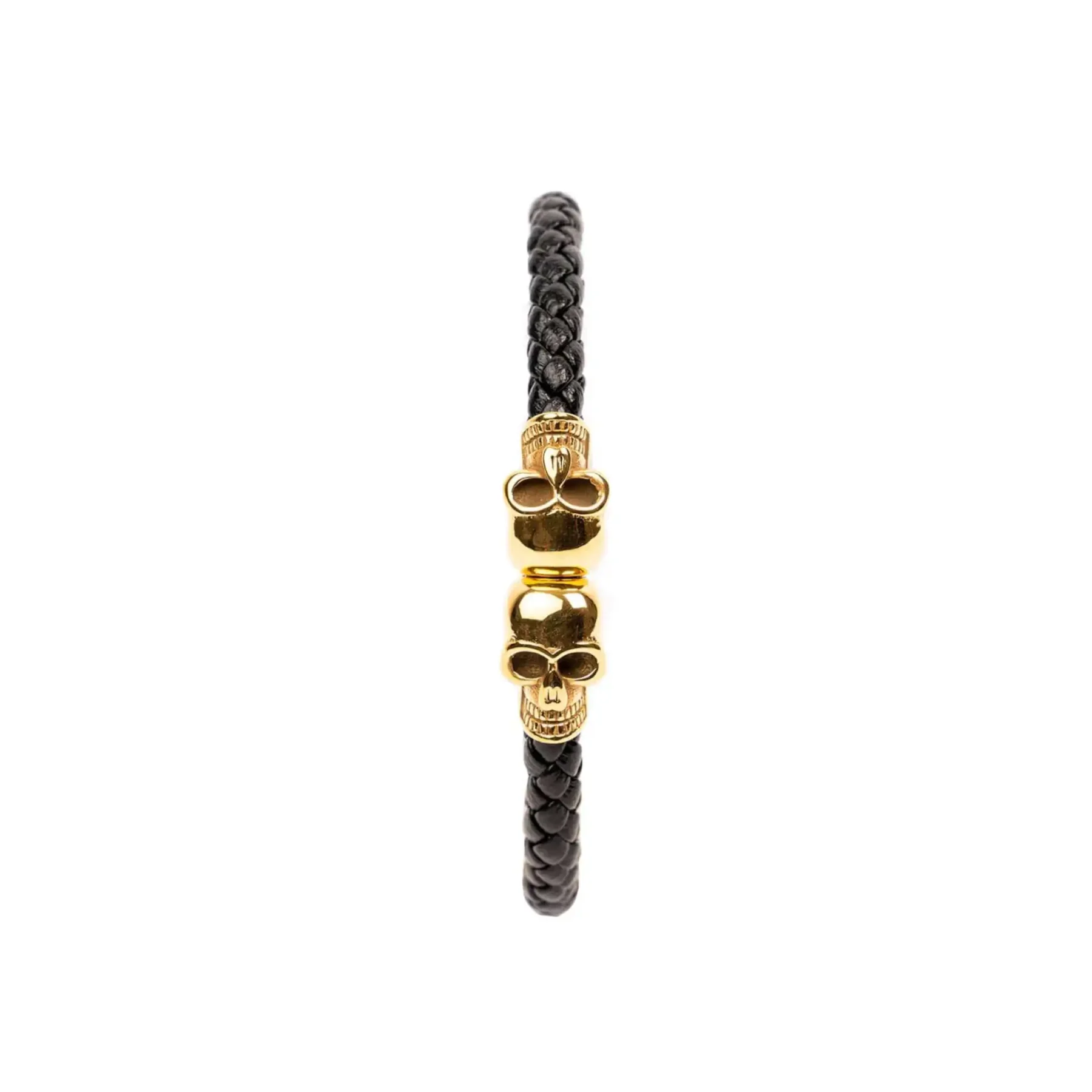 Gold Leather Skull Bracelet