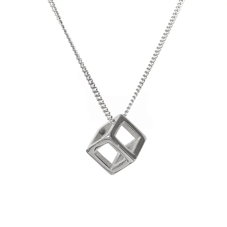 Silver Cube Pendant necklace