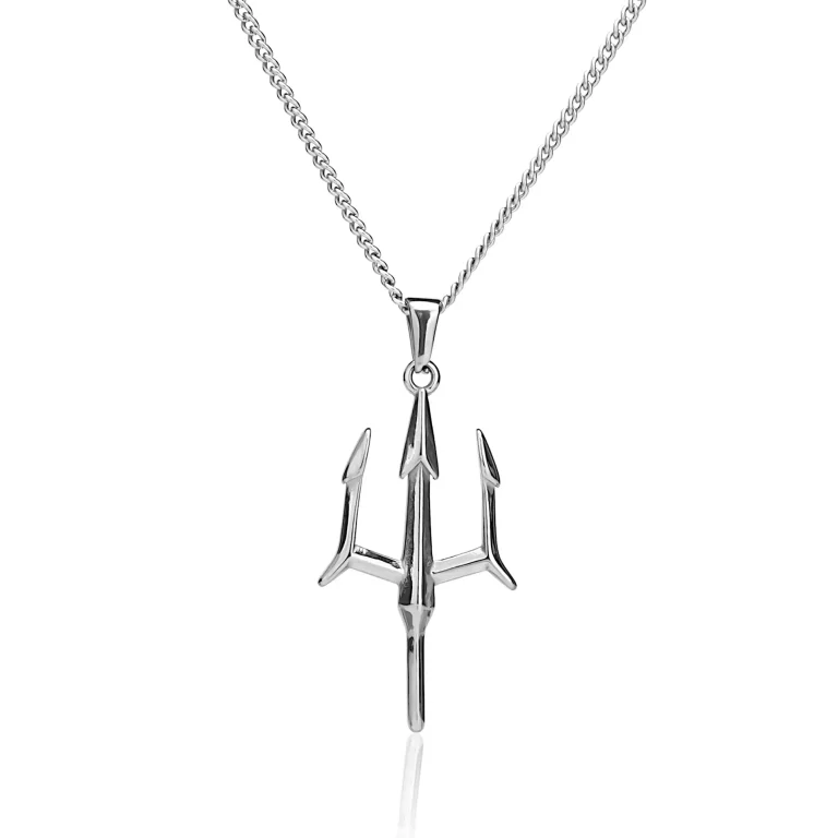 silver trident pendant necklace