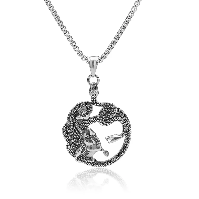 silver medusa pendant necklace