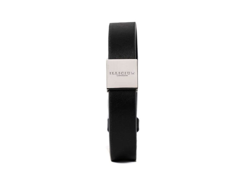 black and silver leather bracelet