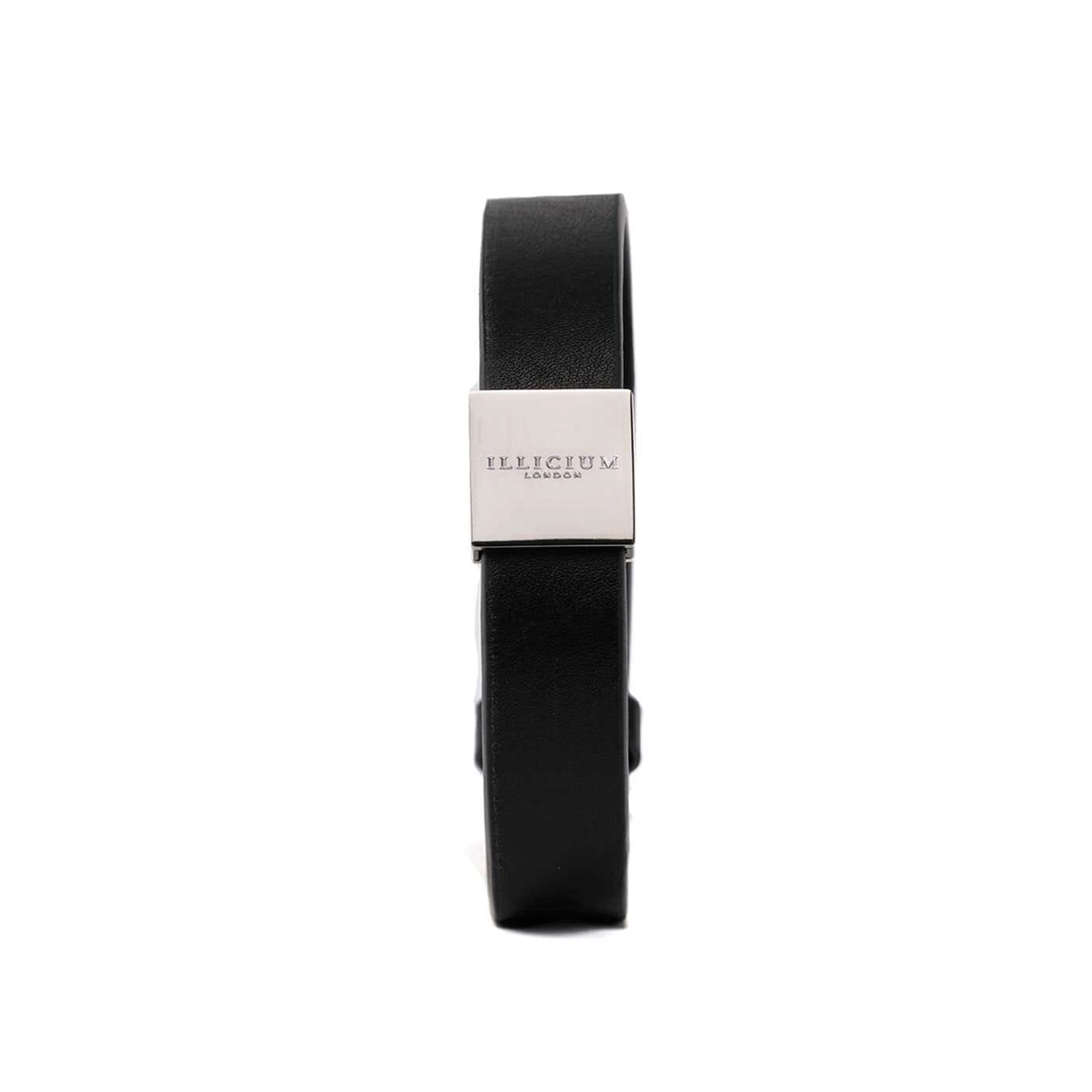 black silver leather bracelet for men
