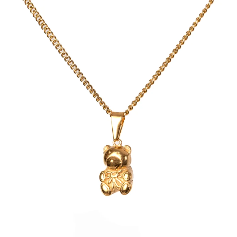 gold teddy bear pendant necklace