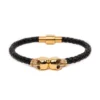Gold Leather Skull Bracelet