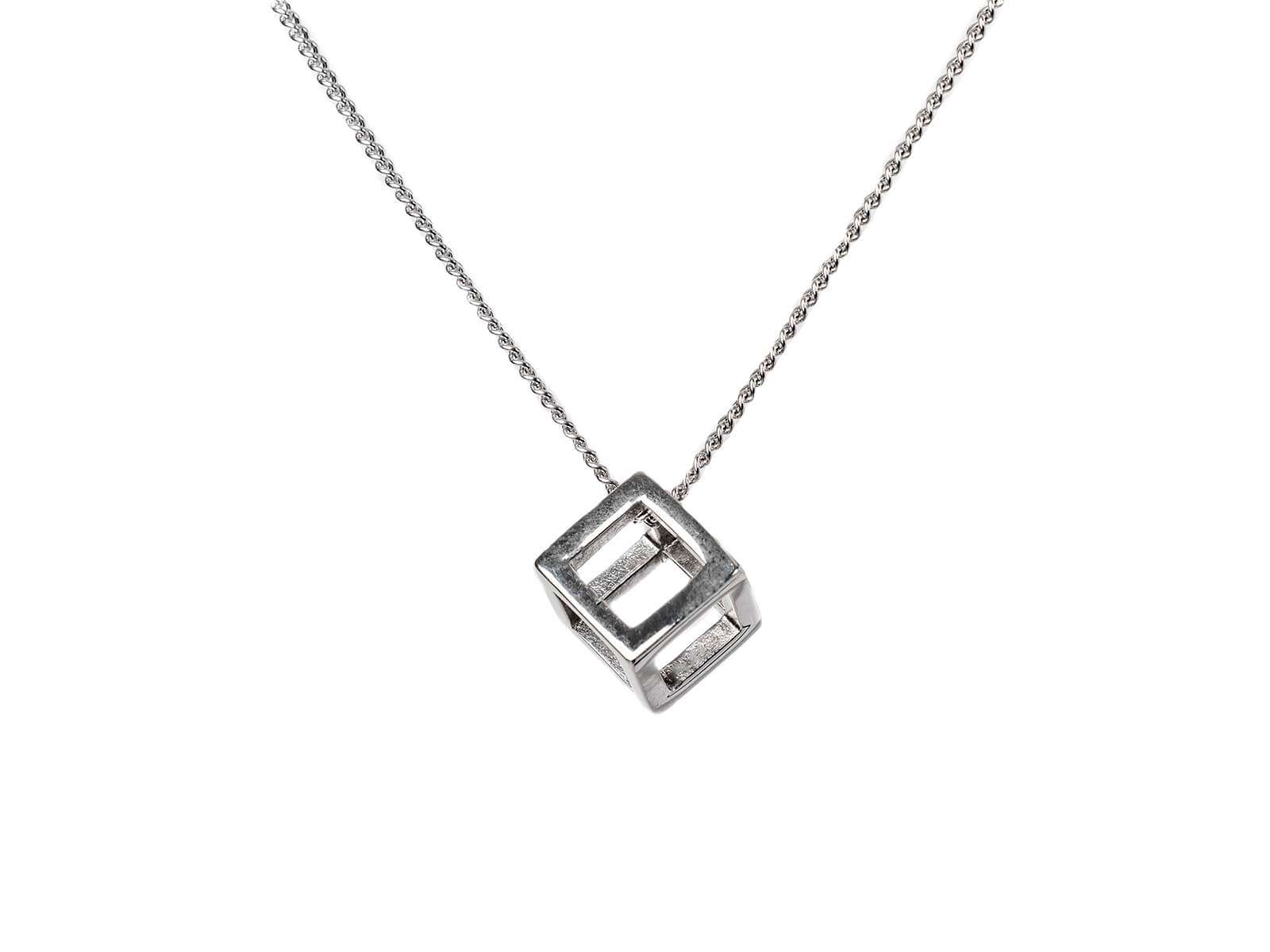 silver cube pendant