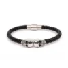 Silver Leather Skull Bracelet