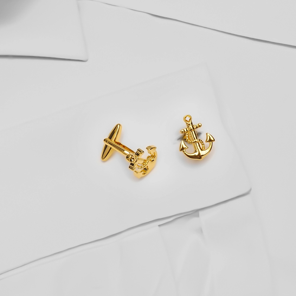 gold anchor cufflinks for men