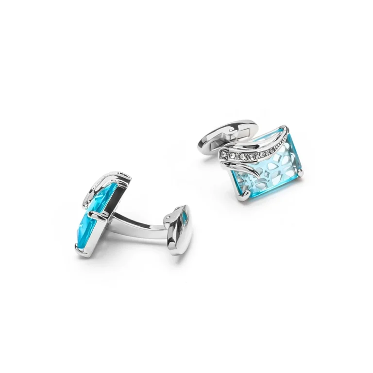 blue silver cufflinks