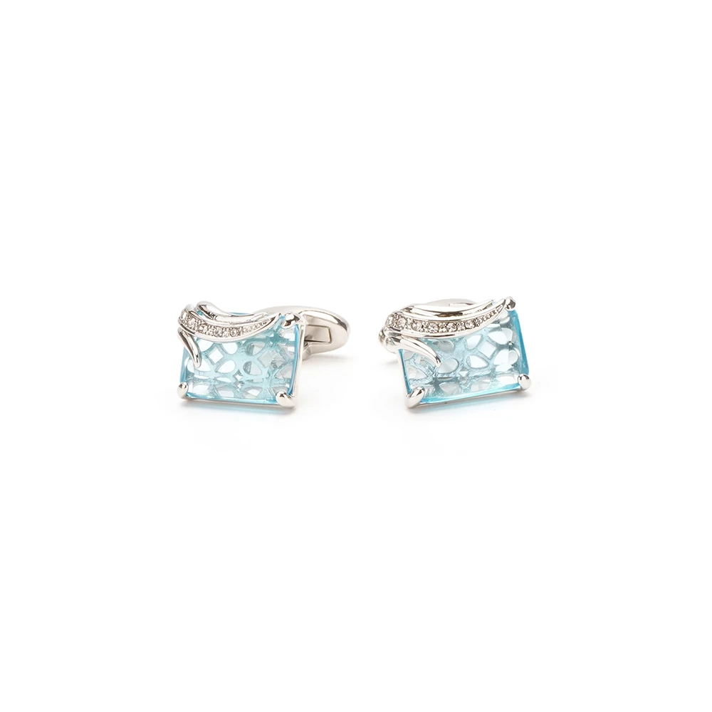 blue silver cufflinks