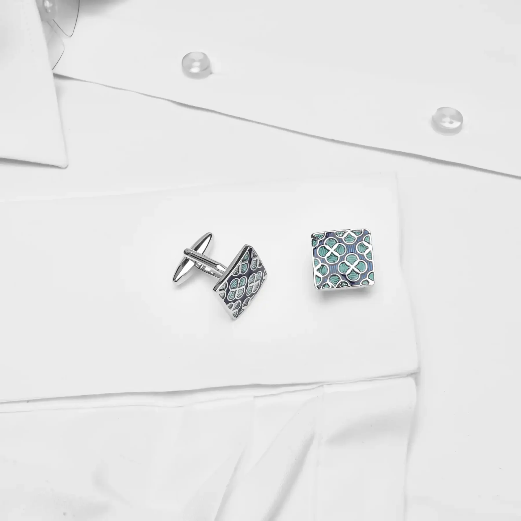 Retro Enamel Flower Cufflinks