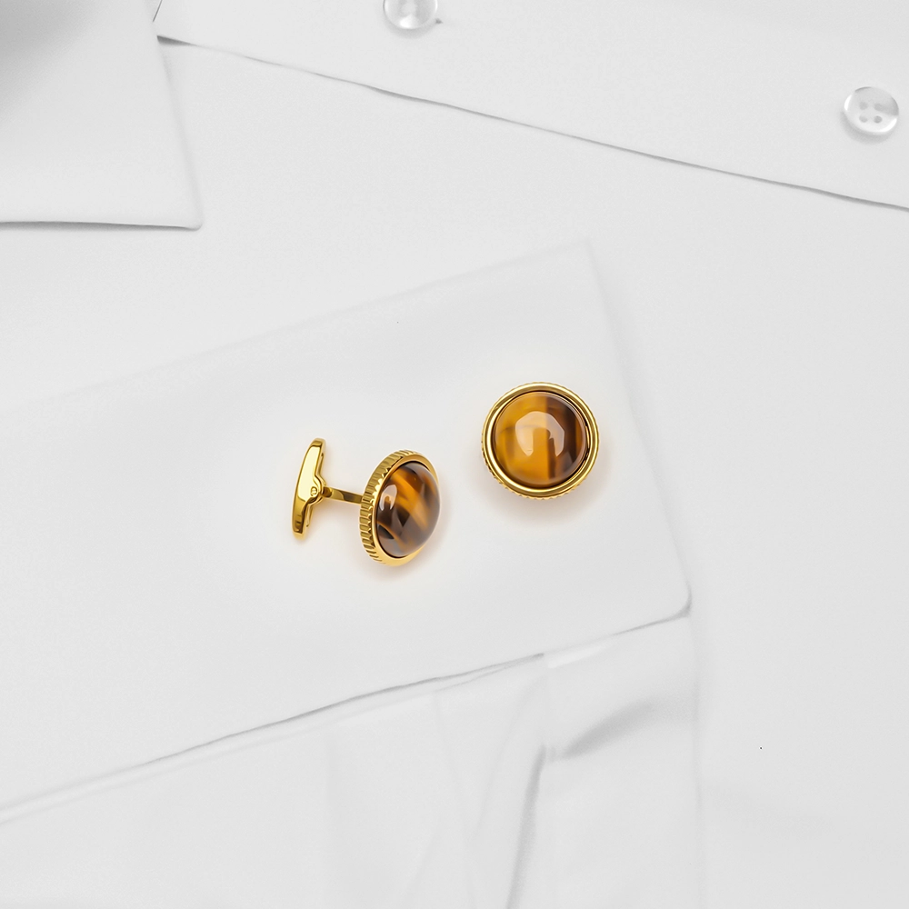 gold tiger eye cufflinks