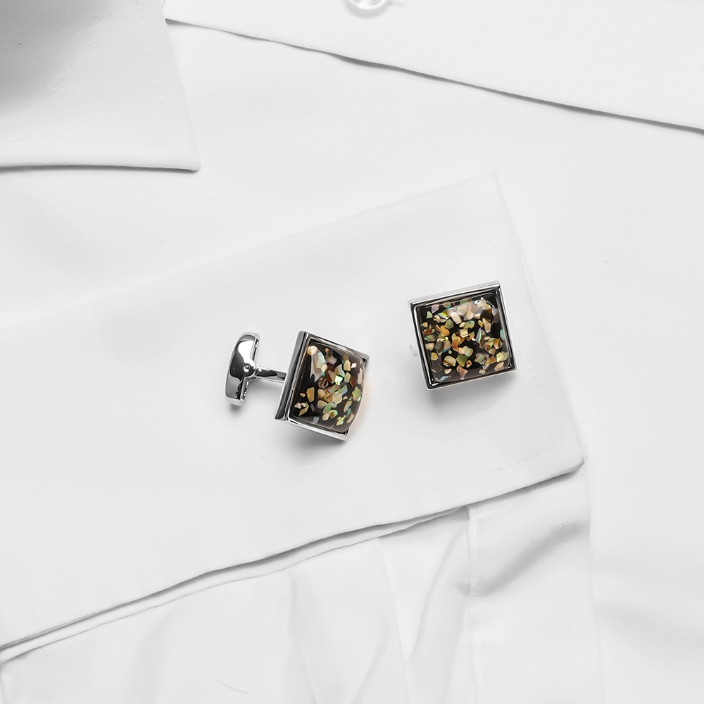Square Abalone Seashell Cufflinks