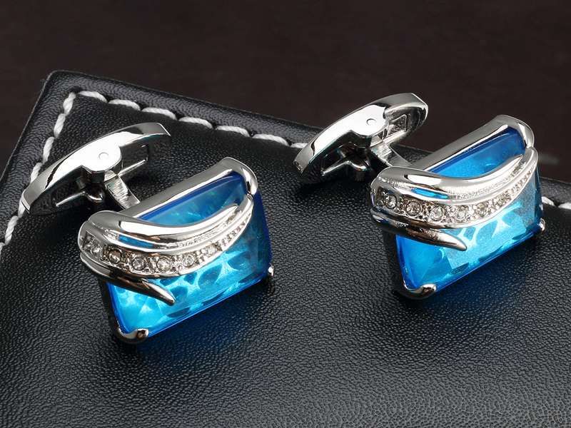 blue silver cuff links