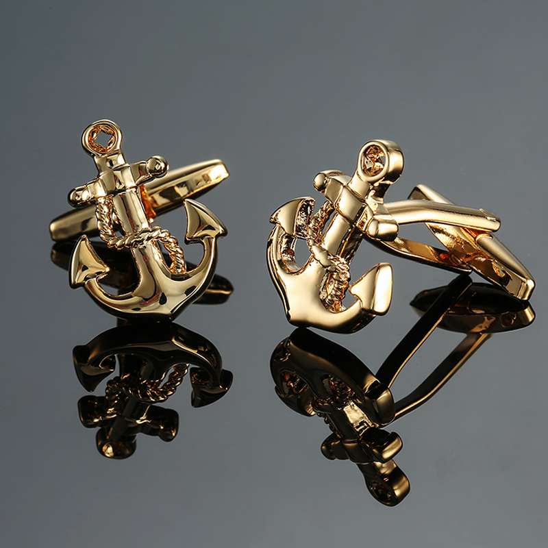 gold anchor cufflinks