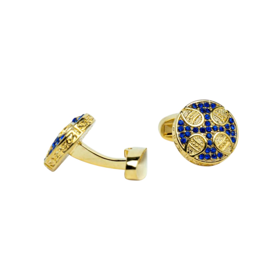 gold blue cufflinks