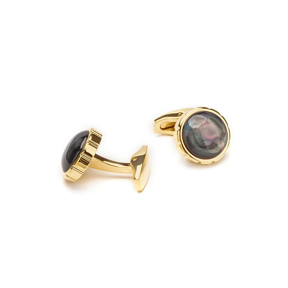 Jonwo Iridescent Color Round Cufflinks