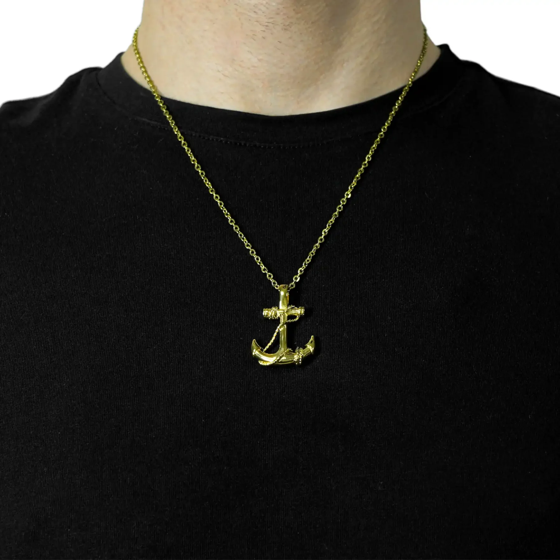 gold anchor pendant necklace