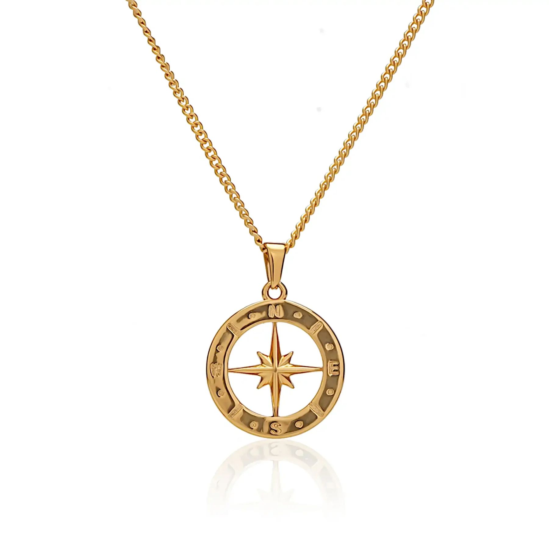 mens gold compass pendant