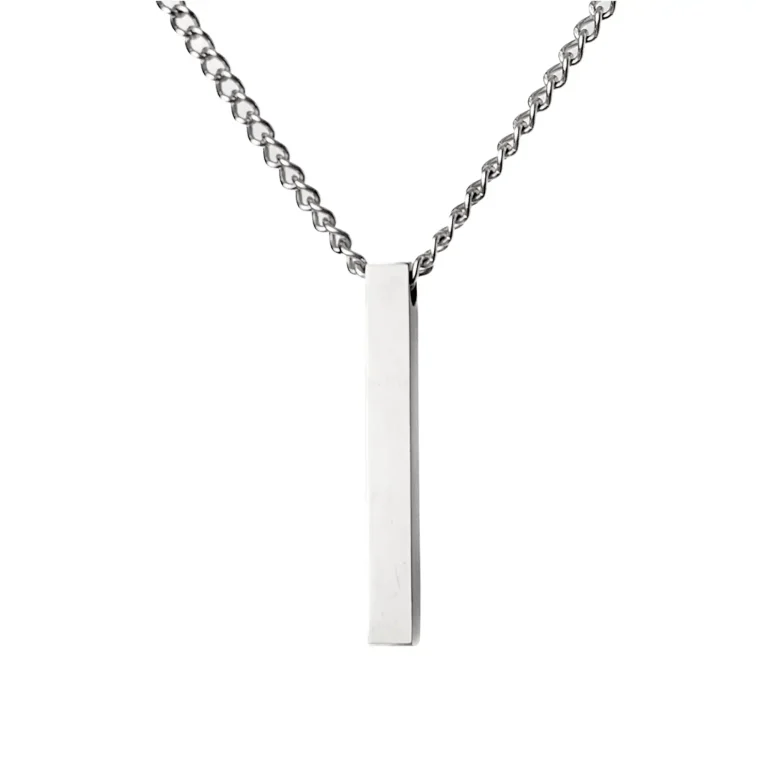 Silver Bar Pendant Necklace