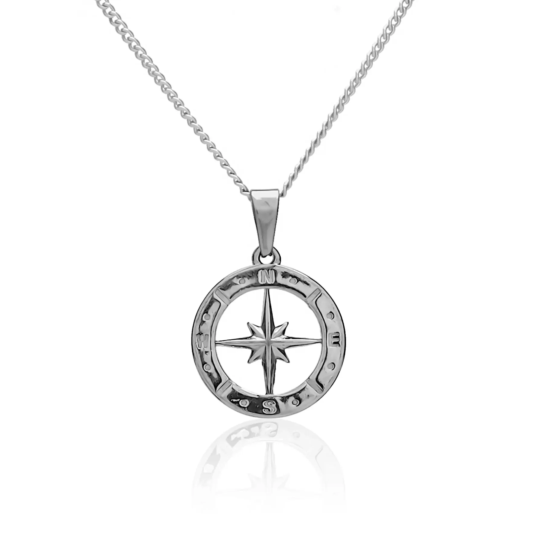 silver compass necklace