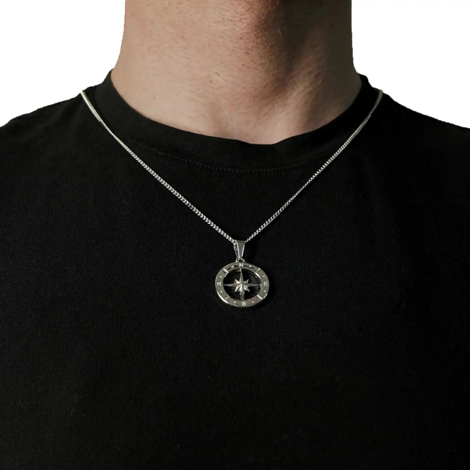 Silver Compass Necklace