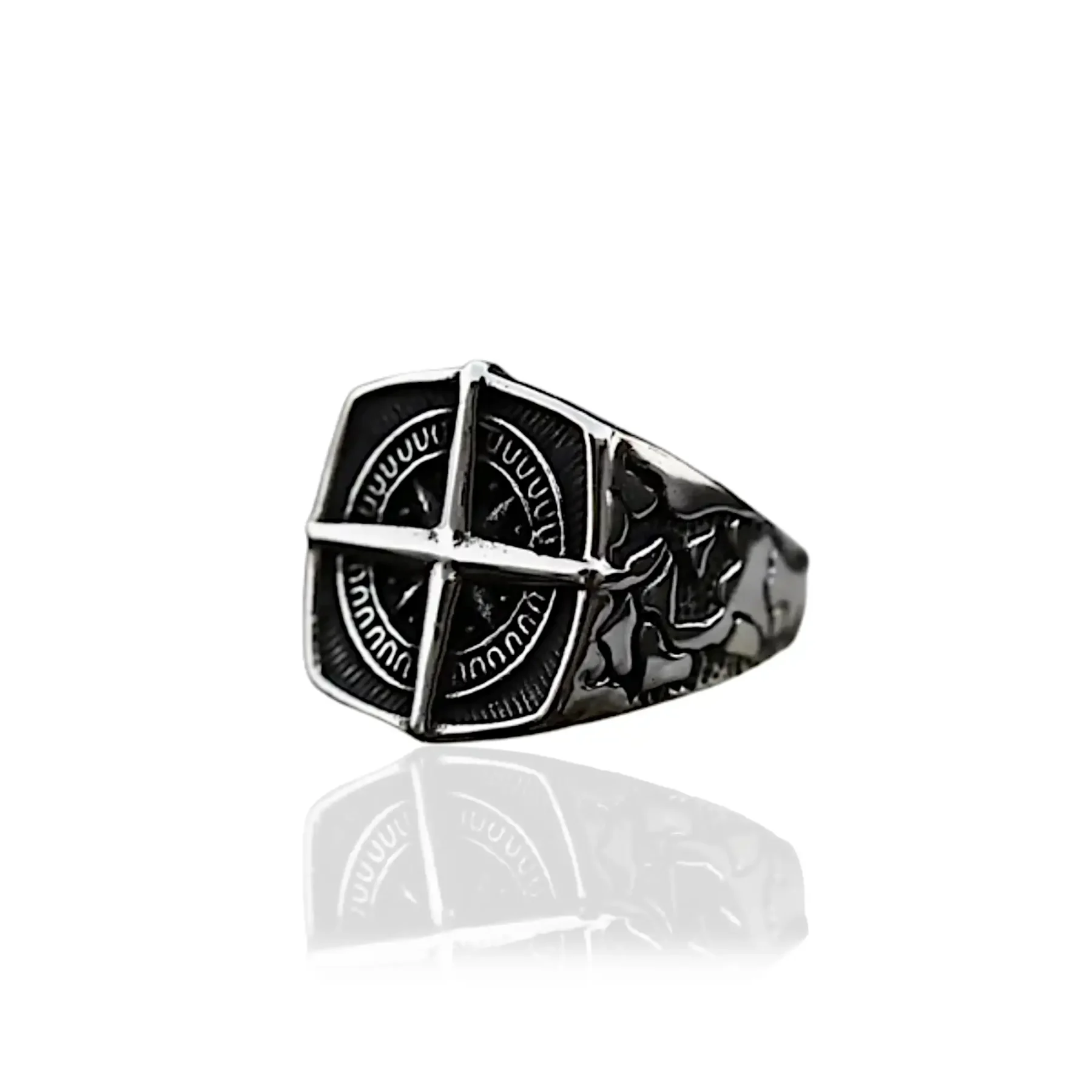 Silver Compass Signet Ring