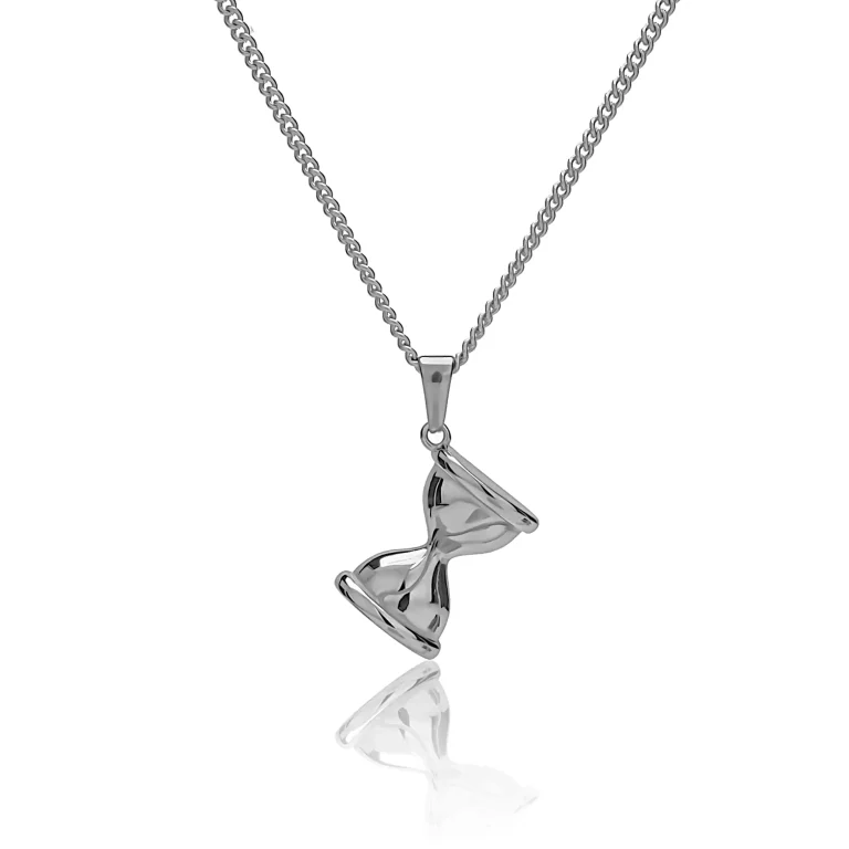 silver hourglass necklace