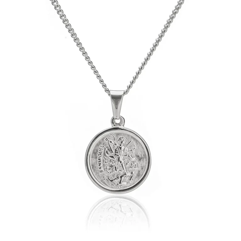 silver st michael pendant