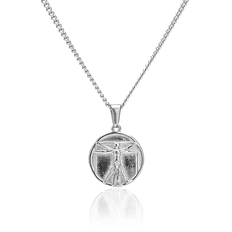 silver vitruvian man pendant