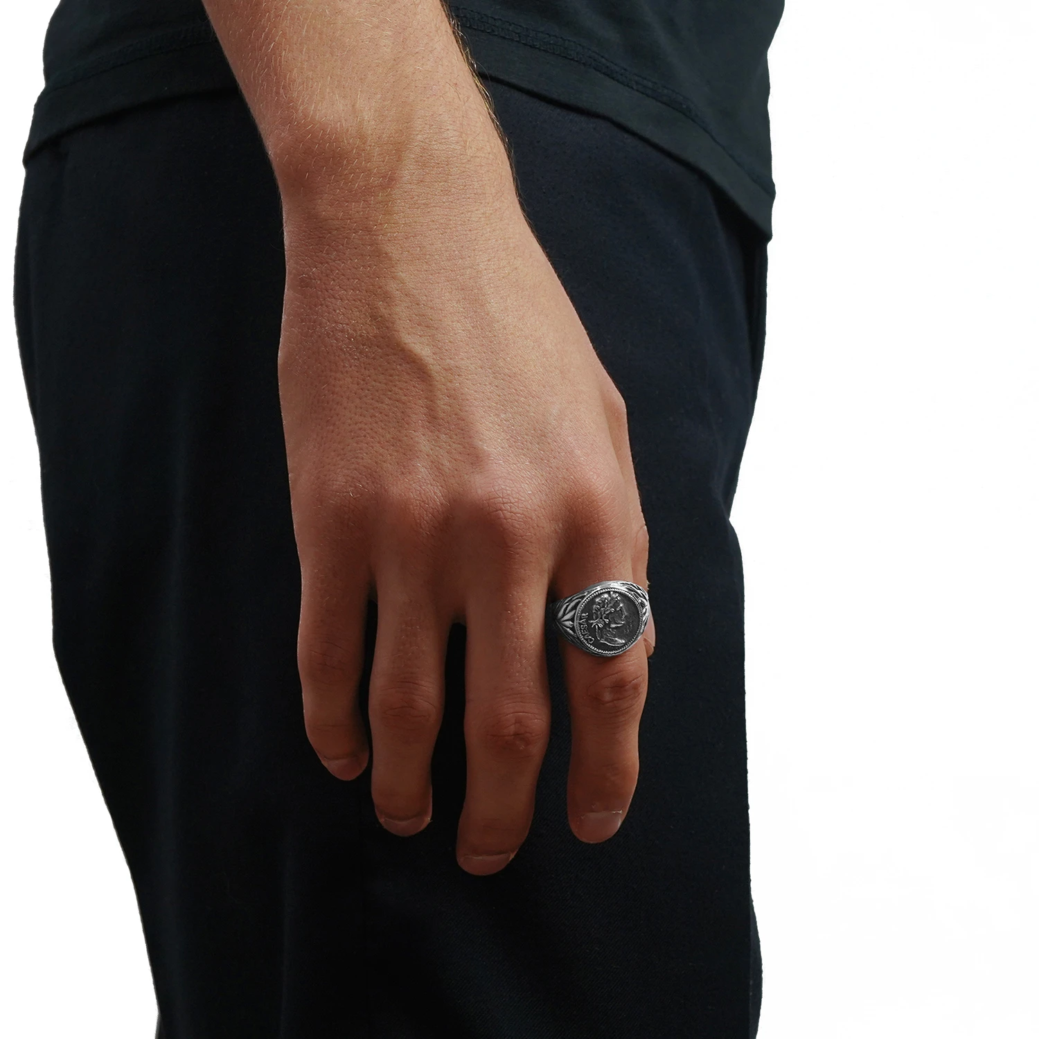 silver julius caesar ring for men