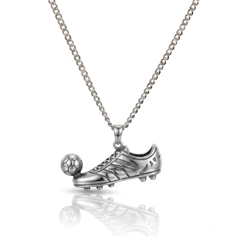 silver football necklace for men