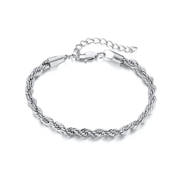 Silver Rope Bracelet Mens