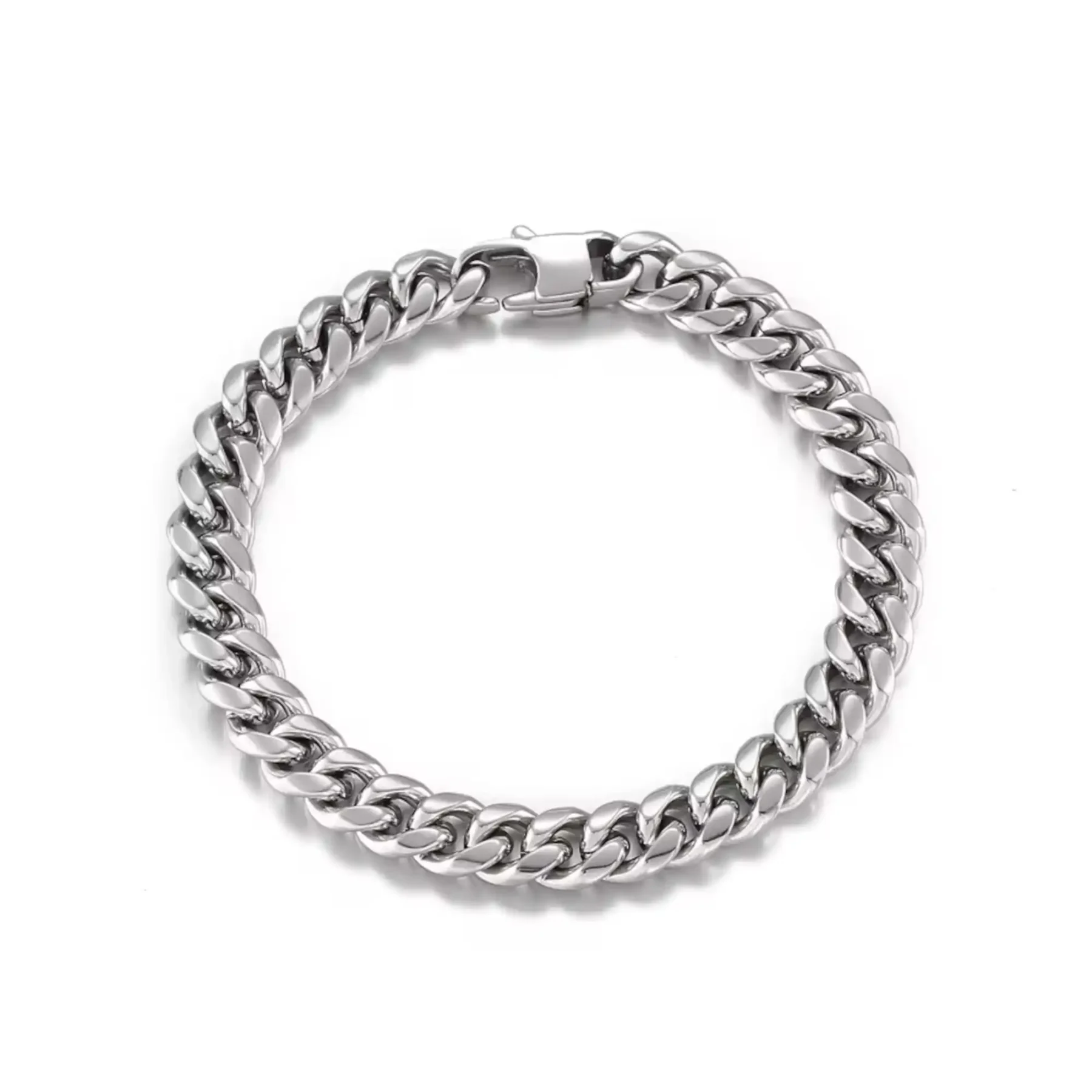 7mm silver cuban bracelet for men