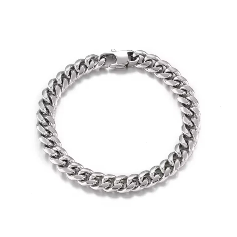 7mm silver cuban bracelet for men