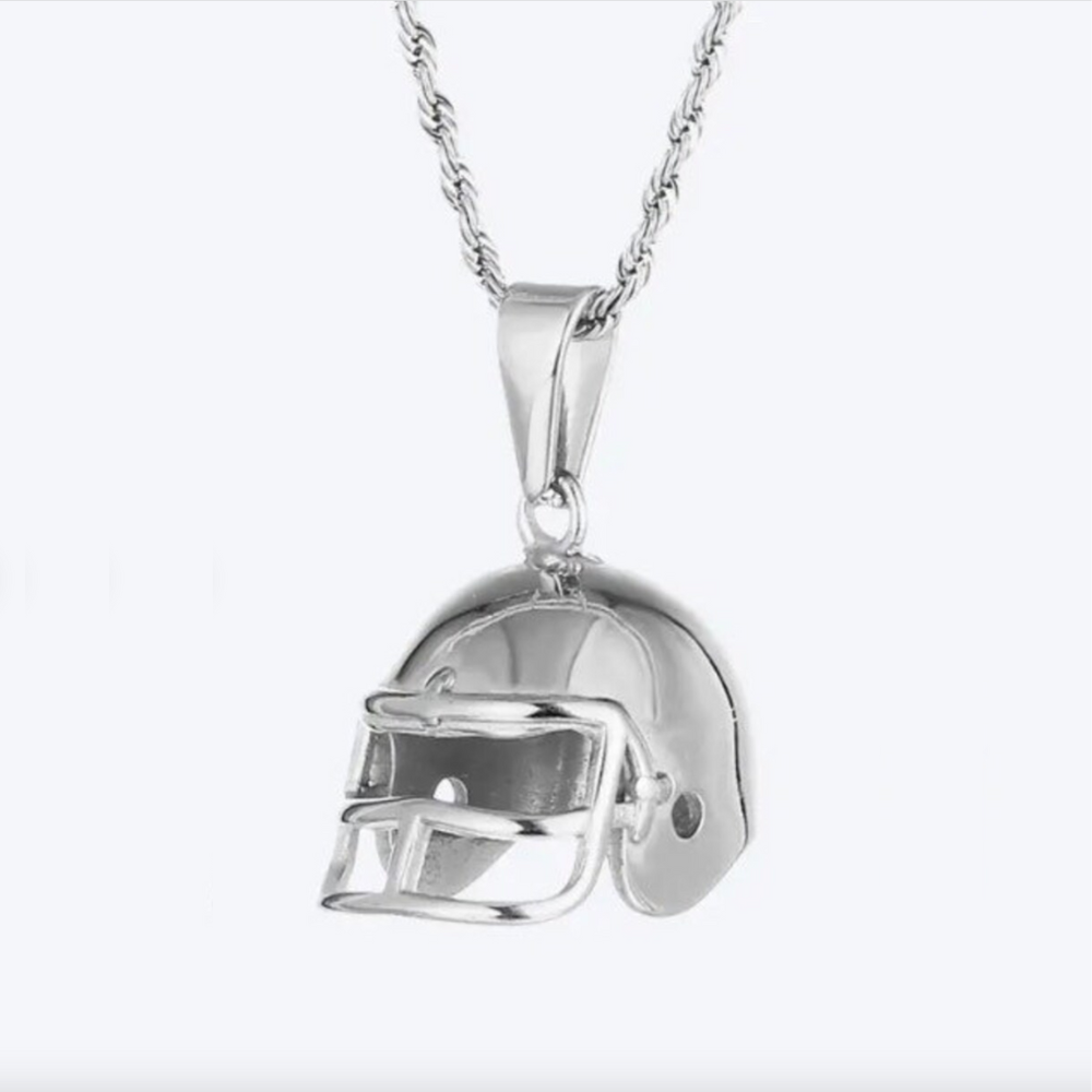 Silver Football Helmet Pendant