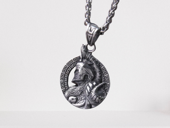 Silver Spartan Warrior Pendant