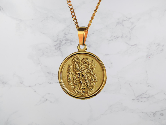 Gold St Michael necklace