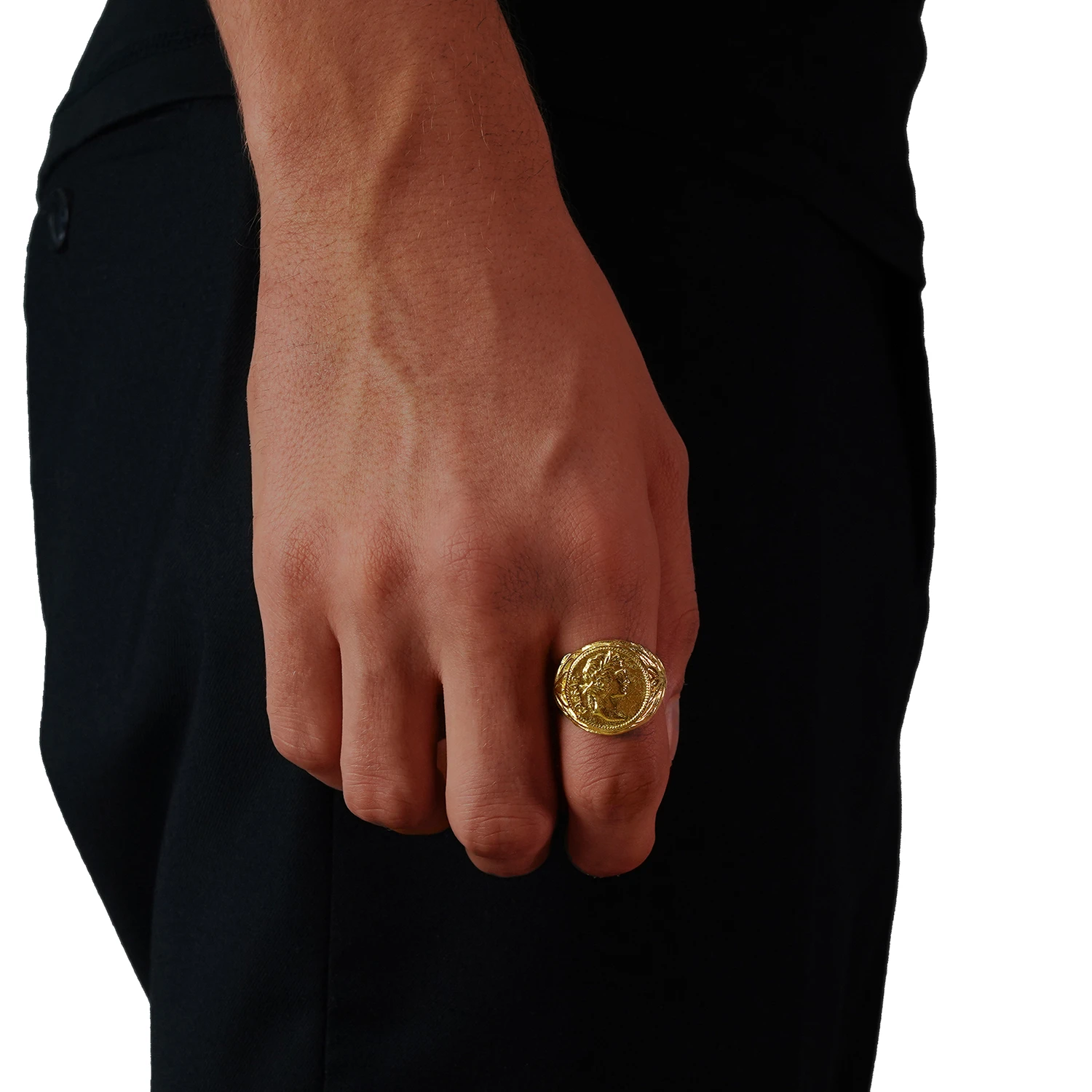 gold Caesar ring for men