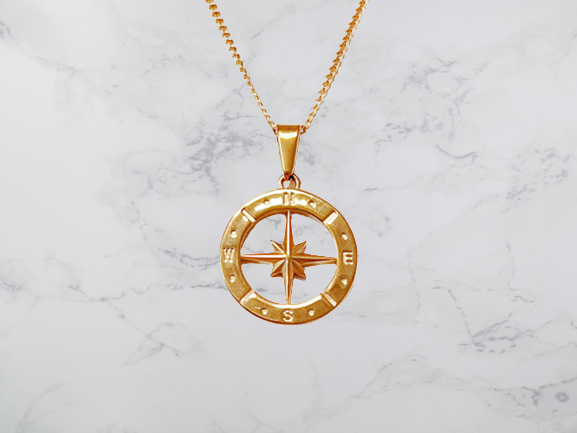 gold compass necklace