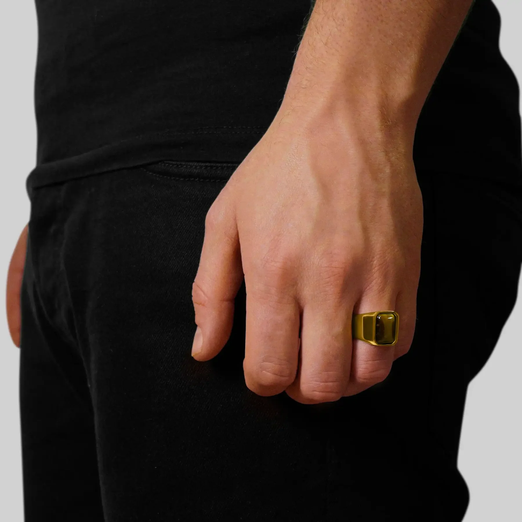 gold tiger eye ring for men