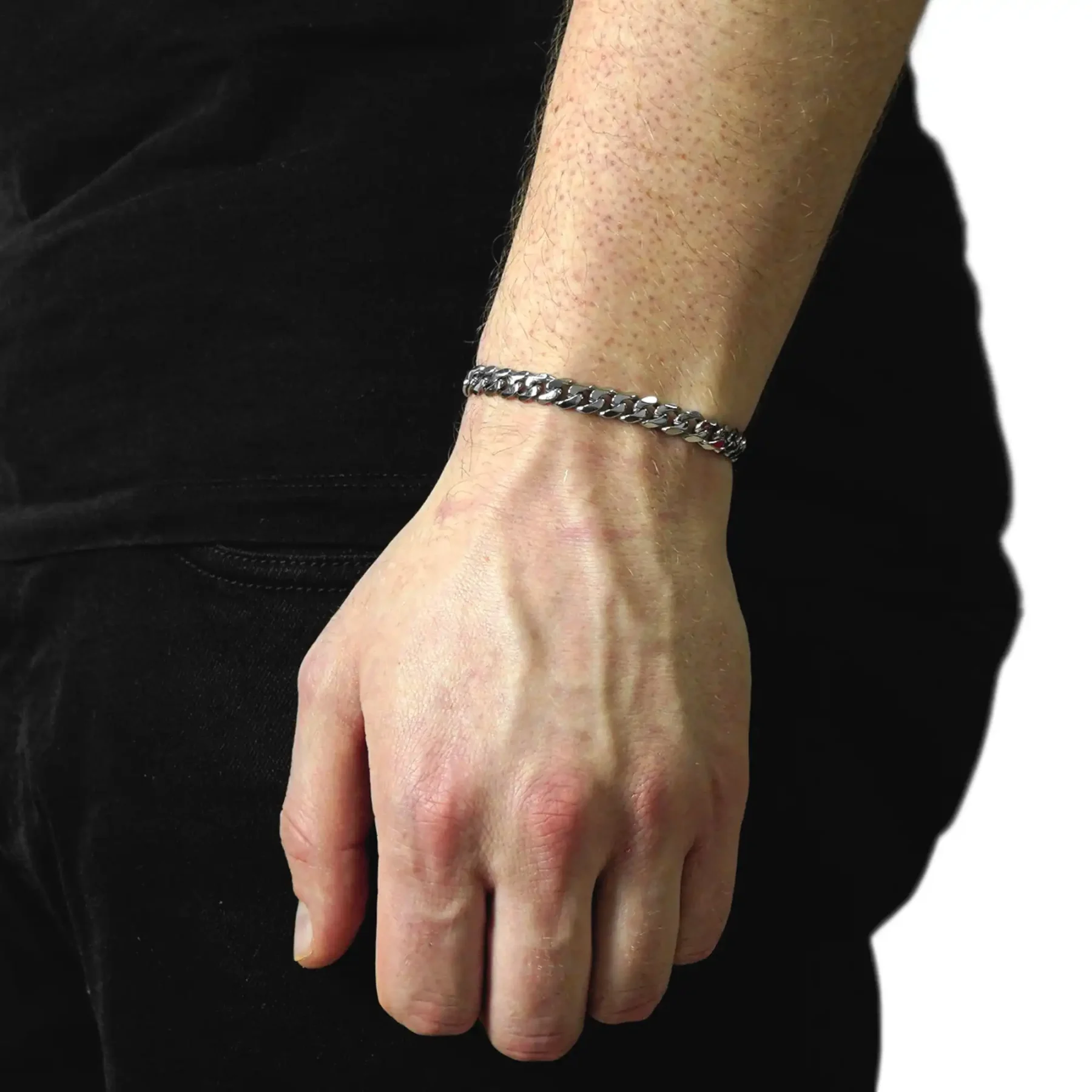 silver cuban bracelet for men
