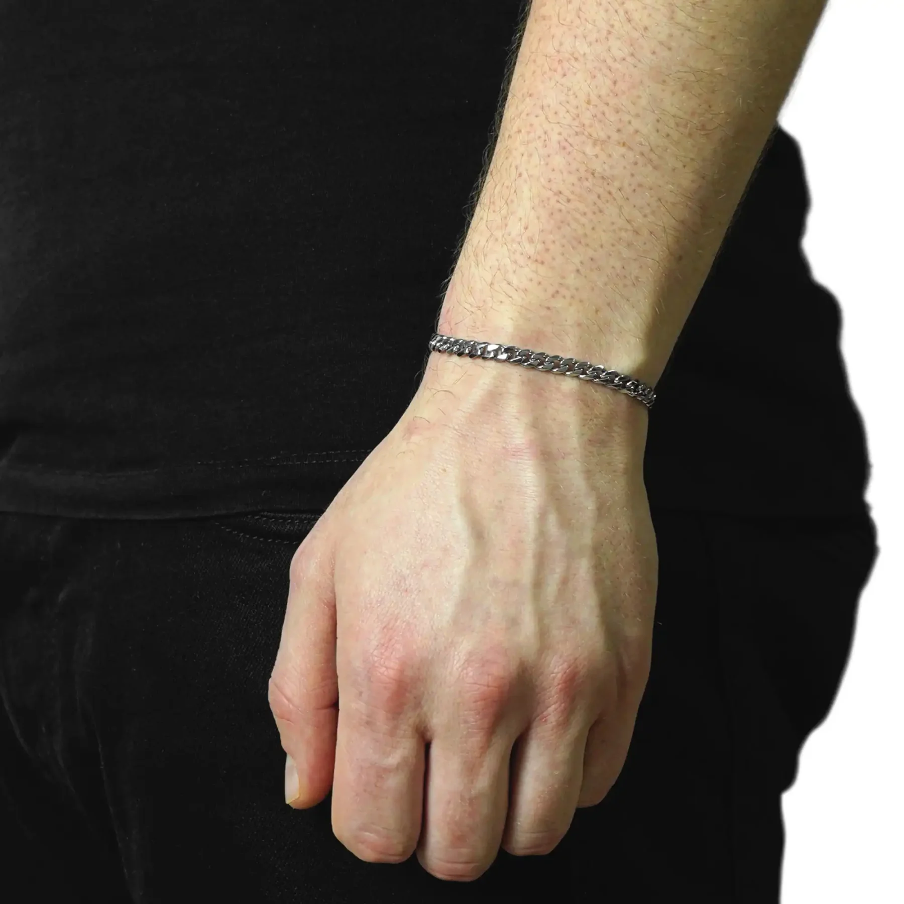 silver mens cuban bracelet