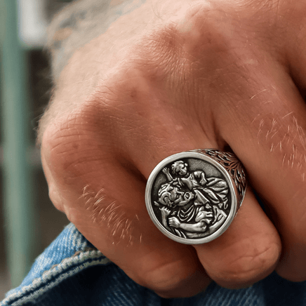 silver st christopher ring