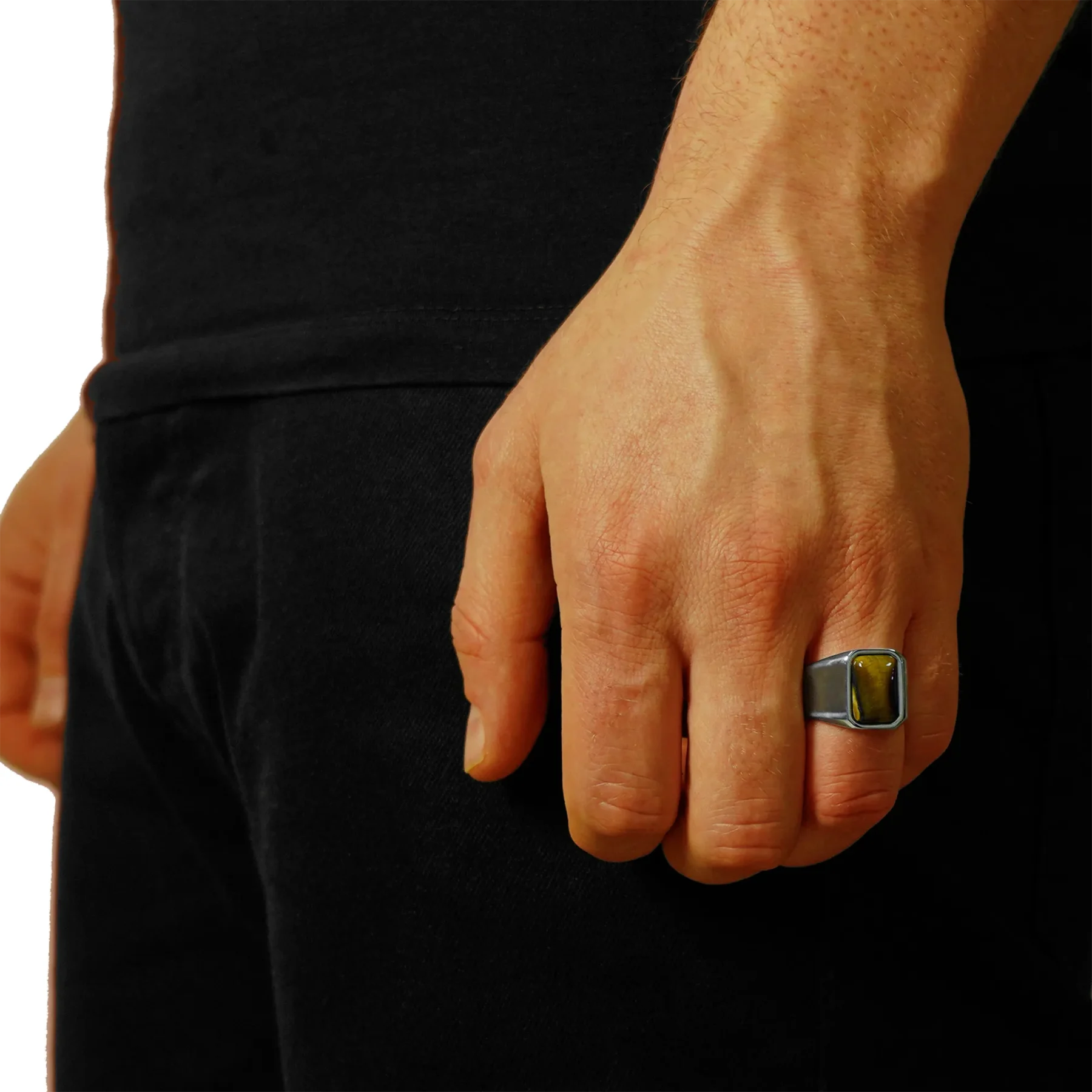 silver tiger eye ring