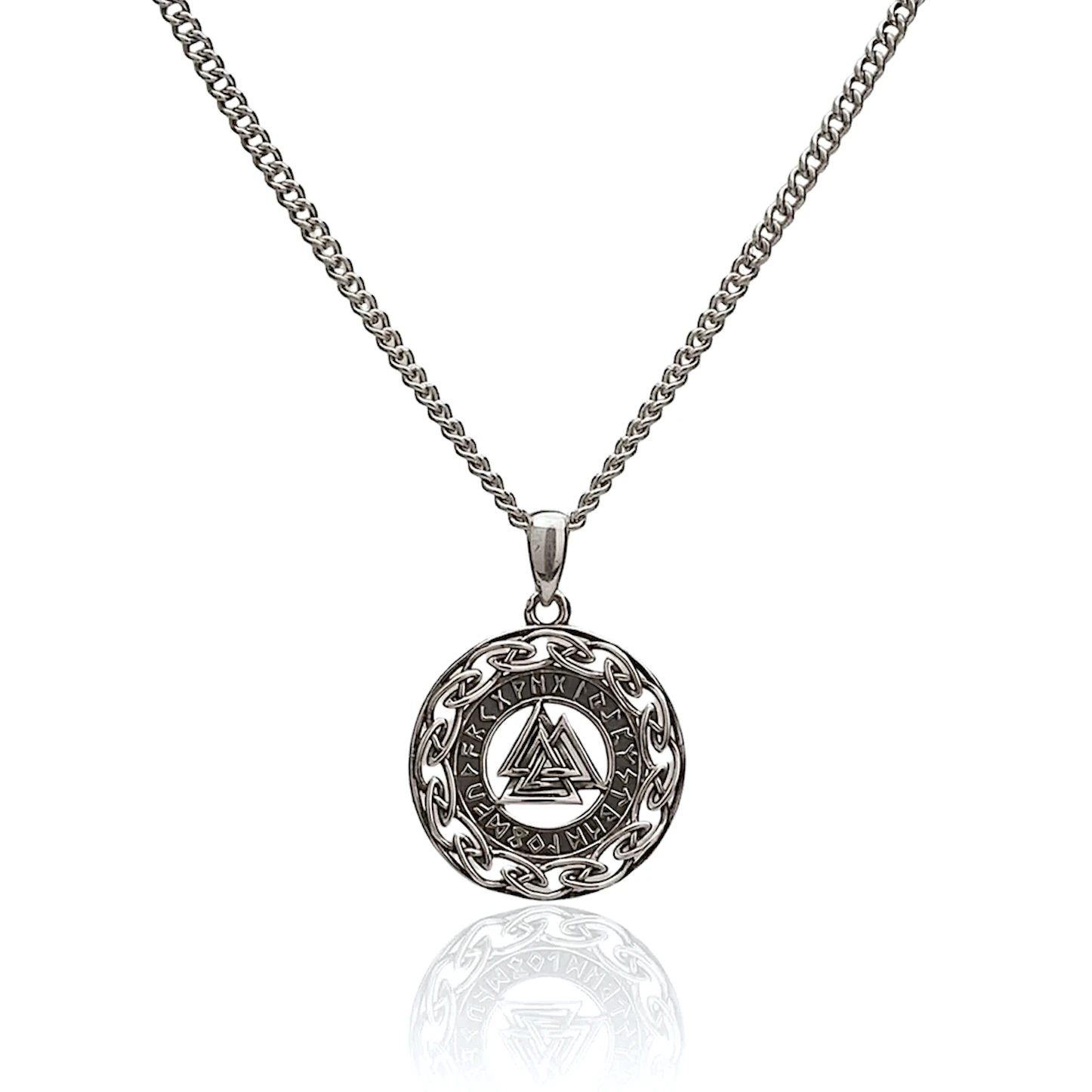 silver valknut pendant necklace