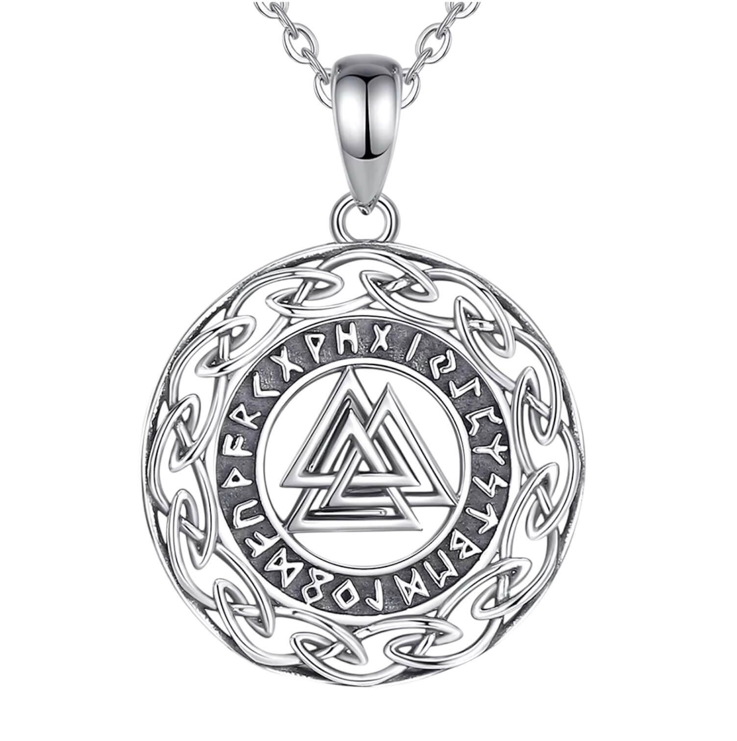 silver valknut pendant